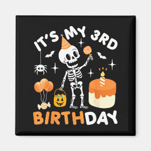 Imã É Meu 3º Aniversário-Esqueleto Divertido de Hallow