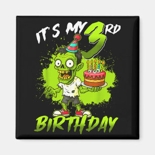 Imã É Meu 3º Aniversário Zumbi 3 Anos Feliz Hallo