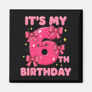 Imã É Meu 6º Aniversário Coquette Laço Menina Fofa 6 A