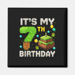 Imã É meu 7º aniversário de gamer pixel menino