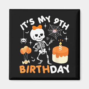 Imã É Meu 9º Aniversário Funny Halloween Esqueleto 9 A