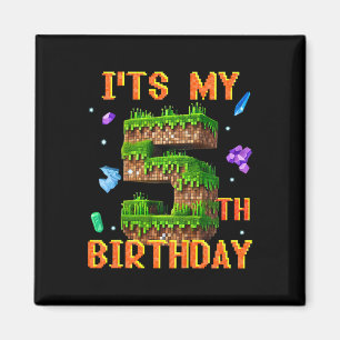 Imã É o Meu 5º Aniversário Festa de Gamer Pixel Menino