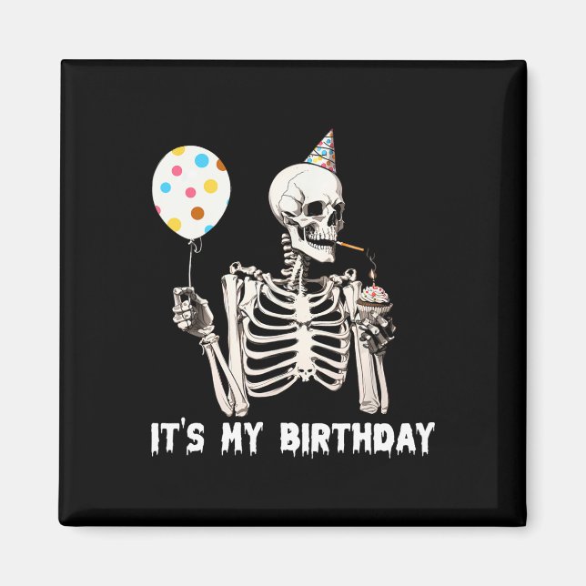 Imã É o meu esqueleto de aniversário de Halloween, ani (Frente)