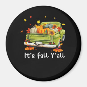 Imã É o outono, "Pumpkin Autumn Hello Fall Vintage"