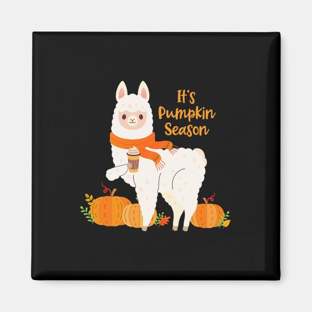 Imã É Pumpkin Season Llama Autumn Leaves Fall Gift (Frente)