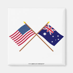 Imã E.U. e bandeiras cruzadas Austrália