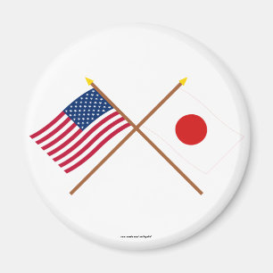 Imã E.U. e bandeiras cruzadas Japão