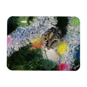 Ímã E um gato em um imã de árvore de Natal