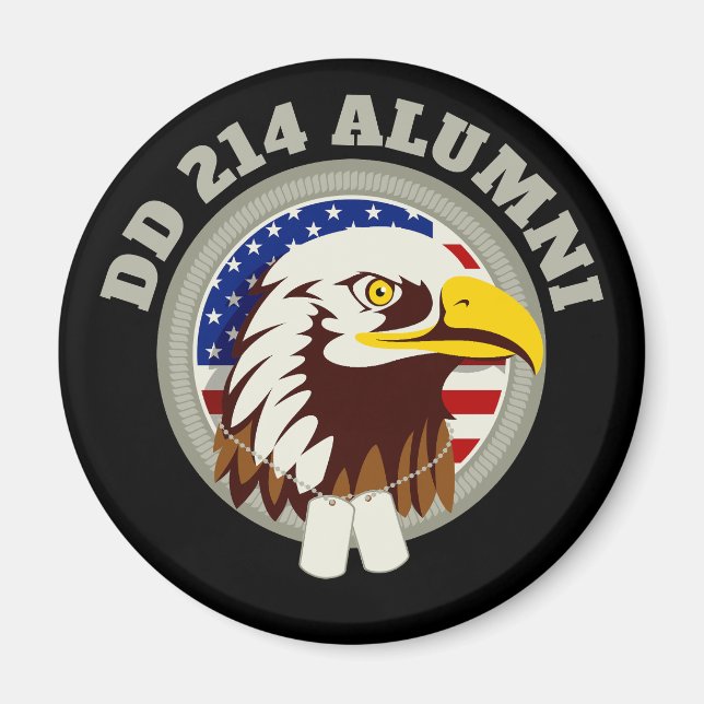 Imã Eagle Emblem USA Flag | DD 214 Alumni (Frente)