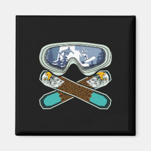 Imã Eagle Snowboarder Snowboard Goggles Retro Snowb