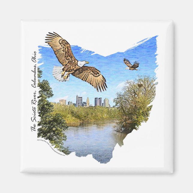 Imã Eagles Scioto River Columbus Ohio Magnet (Frente)