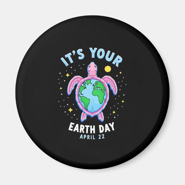 Imã Earth Day Turtle Design April 22 For Nature Lovers (Frente)