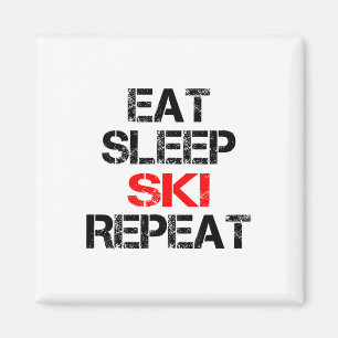 Imã Eat Sleep Ski Repete Montanhas do inverno Esquiar
