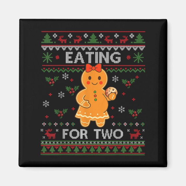 Imã Eating For Two Pregnancy Announcement Ugly Sweater (Frente)