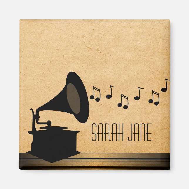 Imã Ebony Vintage Gramophone Magnet (Frente)