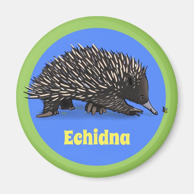 Imã echidna bonita com íman de animação de abelhas (Frente)