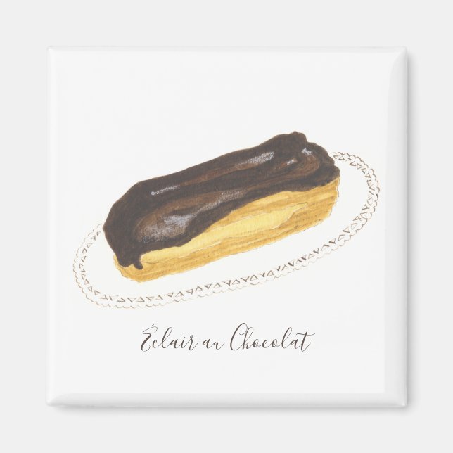 Imã Éclair au Chocolat watercolor (Frente)