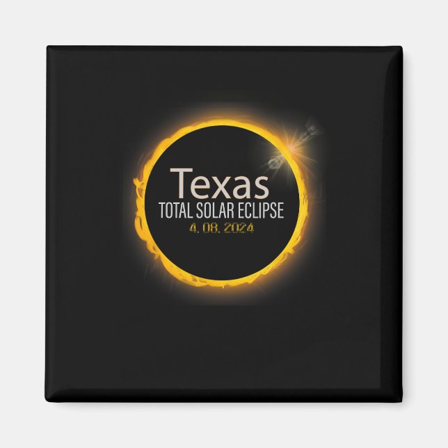 Imã Eclipse 2024 Shirt Total Solar Eclipse State Texas (Frente)