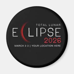 Imã Eclipse Lunar 2026 Localização Personalizada Comem