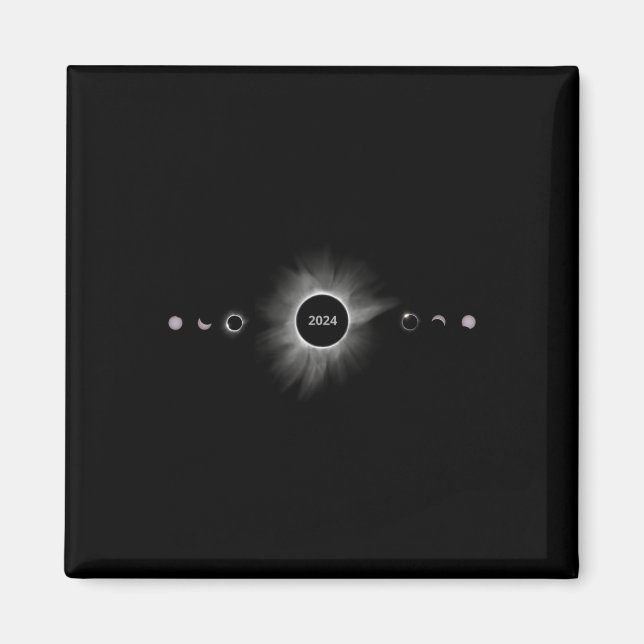 Imã Eclipse Solar 2024 Fases Total Eclipse (Frente)