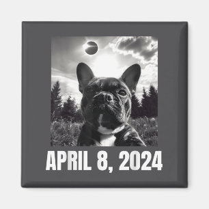 Imã Eclipse Solar 2024 Funny Bulldog Francês Selfie Pa