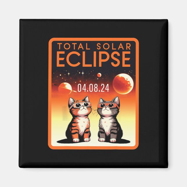 Imã Eclipse Solar 2024 Gatos Eclipse Solar Total 4.08. (Frente)