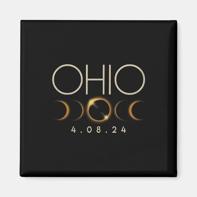 Imã Eclipse Solar 2024 State Ohio Total Eclipse Solar (Frente)