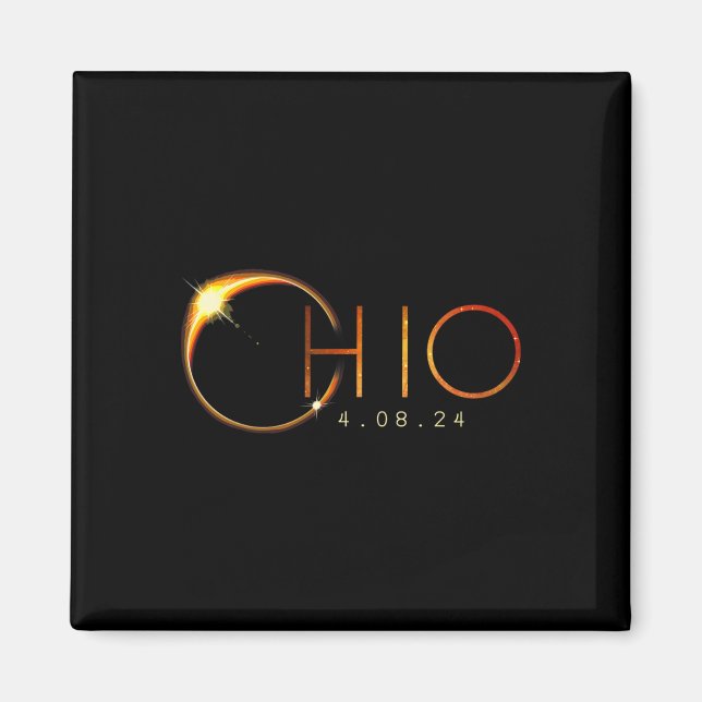 Imã Eclipse Solar 2024 State Ohio Total Eclipse Solar (Frente)