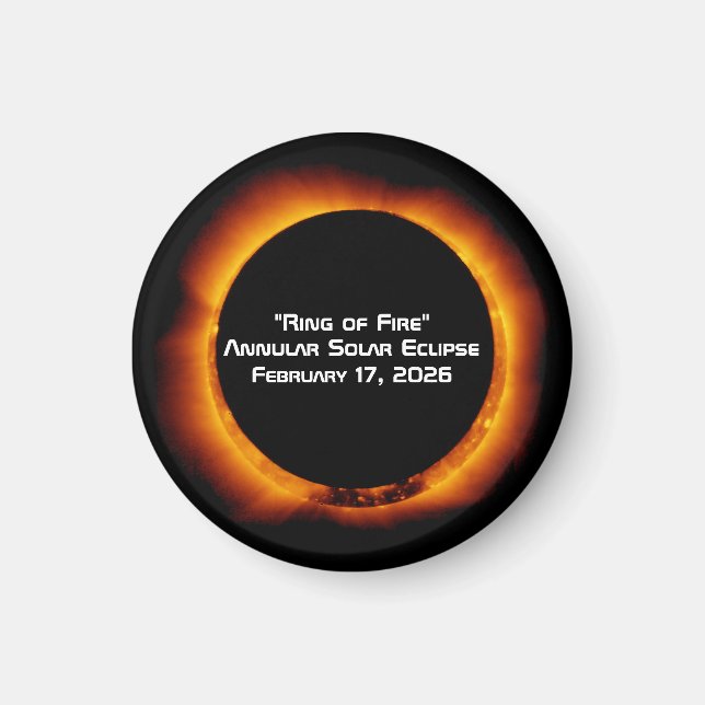 Imã Eclipse Solar Anelar do Anel de Fogo de 2026 (Frente)