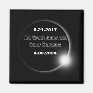 Imã Eclipse Solar de 2024 e 2017 com Datas Duplas