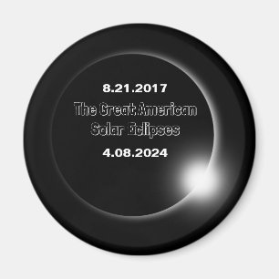 Imã Eclipse Solar de 2024 e 2017 com Datas Duplas