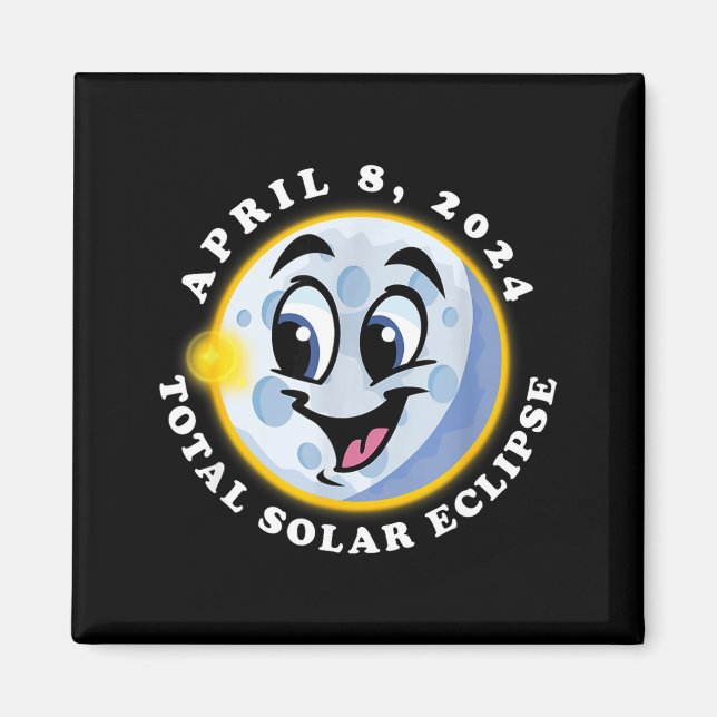 Imã Eclipse Solar Fofa Divertida 8 de Abril Sorridente (Frente)