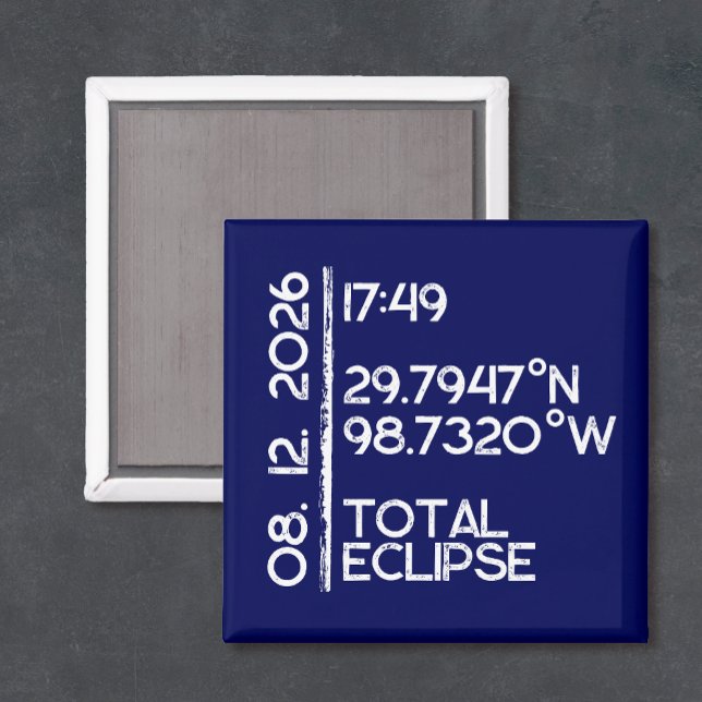 Imã Eclipse Solar Personalizado 2026 (Solar eclipse magnet keepsake)
