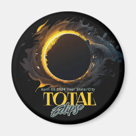 Imã Eclipse Solar Presente 2024 Seu Estado Cidade Negr