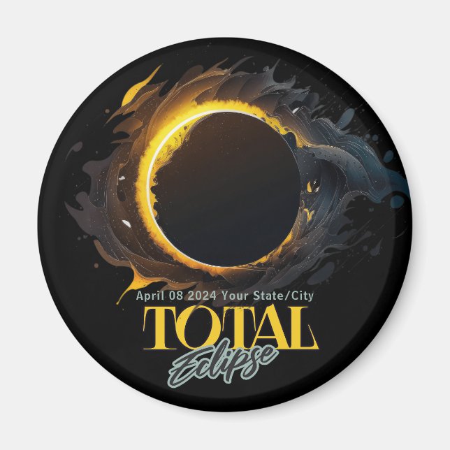Imã Eclipse Solar Presente 2024 Seu Estado Cidade Negr (Frente)