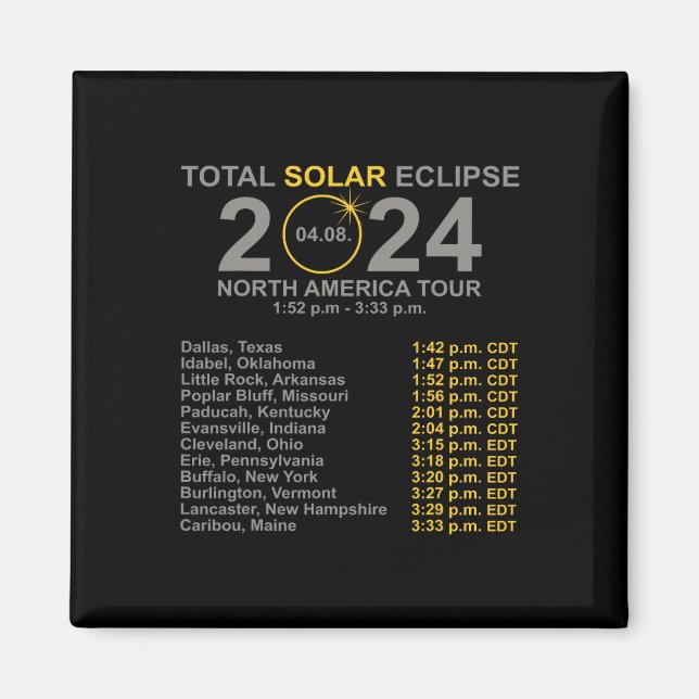 Imã Eclipse Solar Total 2024 Abril 8 Caminho Do Eclip (Frente)