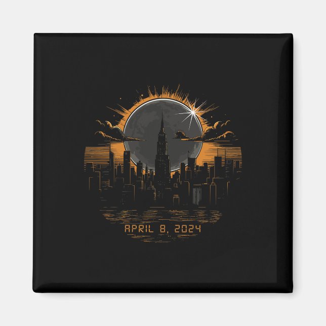 Imã Eclipse Solar Total 2024 abril 8 Nova Iorque (Frente)