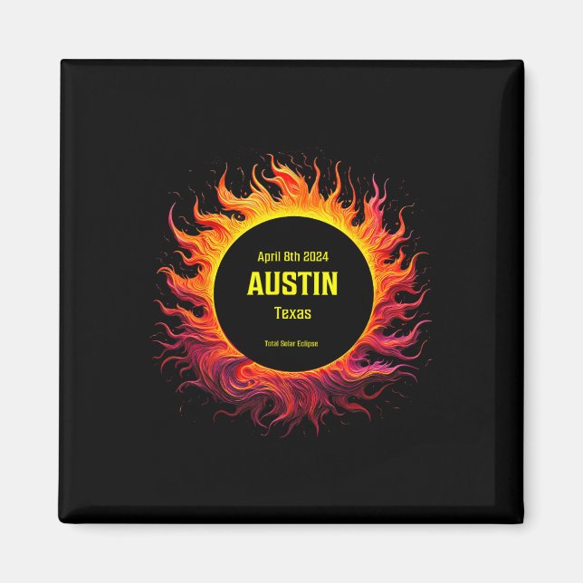 Imã Eclipse Solar Total 2024 Austin Texas (Frente)