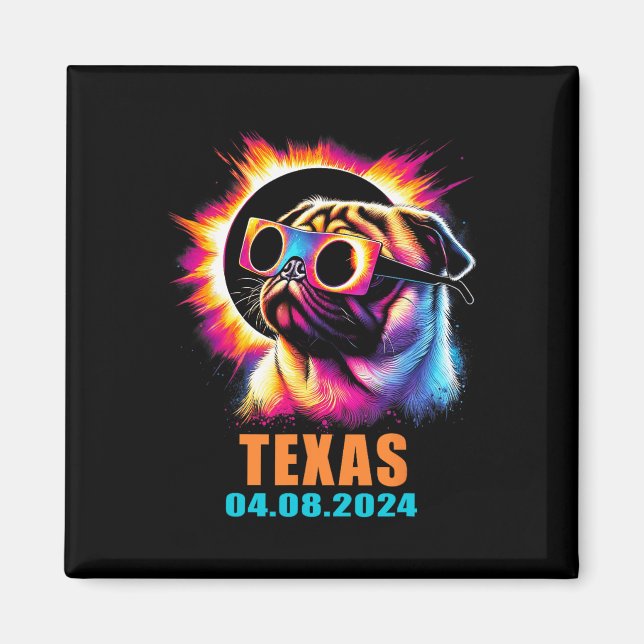 Imã Eclipse Solar Total 2024 Cachorro Com Gles (Frente)