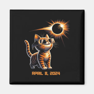 Imã Eclipse Solar Total 2024 Gato Negro Claro