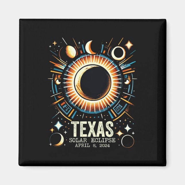 Imã Eclipse Solar Total 2024 Texas April 8 Abstrato Mo (Frente)