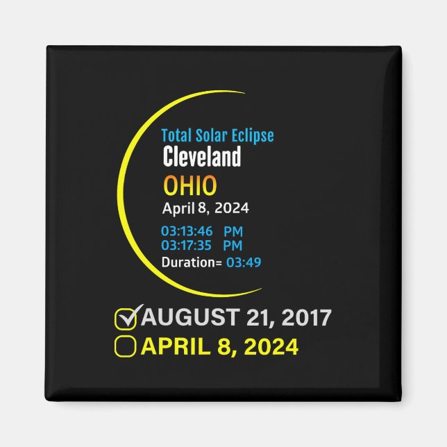 Imã Eclipse Solar Total 8 de Abril de 2024 Ohio Clevel (Frente)