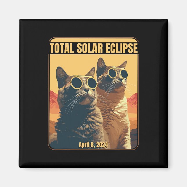 Imã Eclipse Solar Total Abril 8 Gatos Eclipse (Frente)