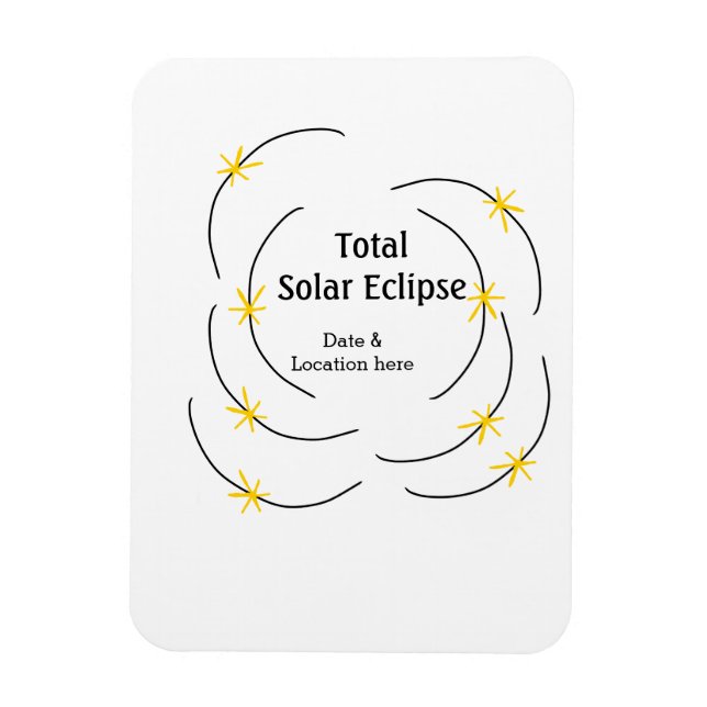 Ímã eclipse solar total adicionar data localização met (Vertical)