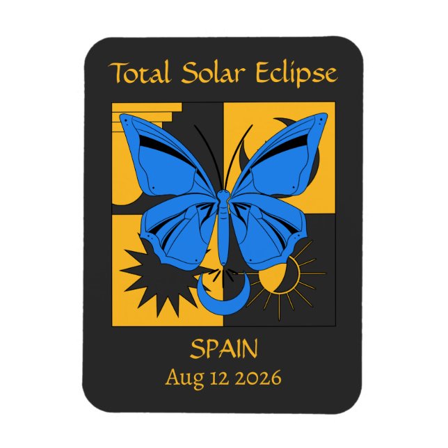 Ímã Eclipse Solar Total Borboleta Personalizado (Vertical)