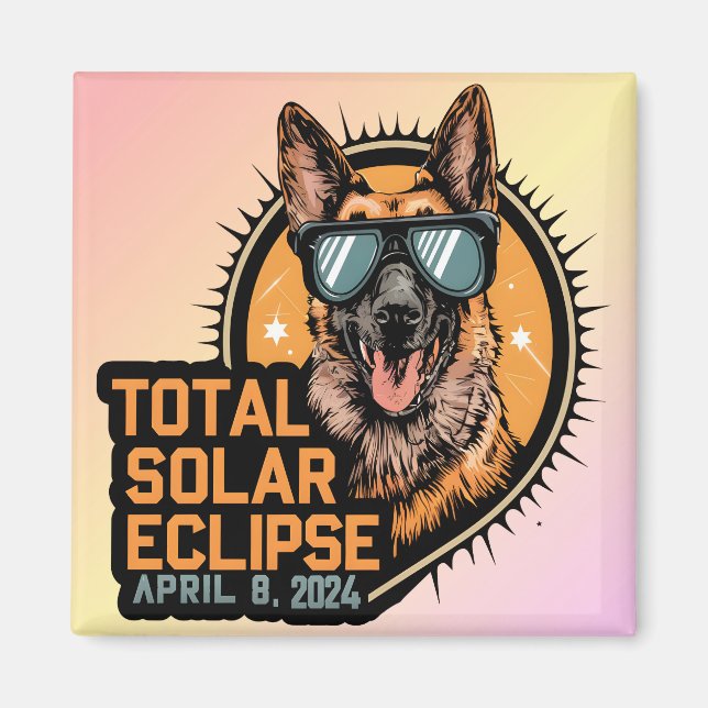Imã Eclipse Solar Total Cão German shepherd de abril d (Frente)