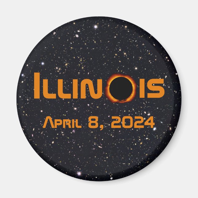 Imã Eclipse Solar Total de 2024 Illinois (Frente)