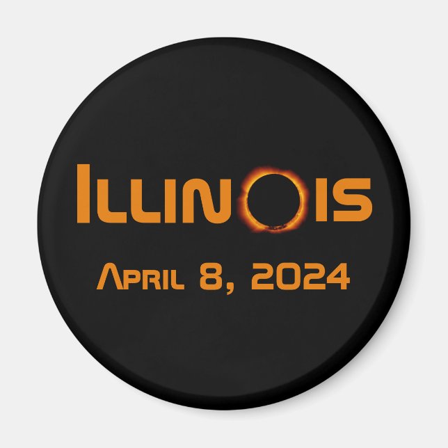 Imã Eclipse Solar Total de 2024 Illinois (Frente)