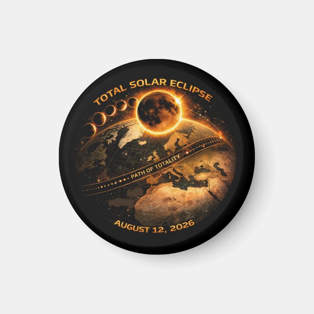 Imã Eclipse Total do Sol 12 de Agosto de 2026 (Frente)