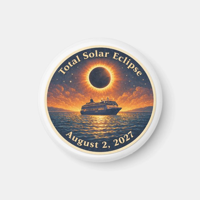 Imã Eclipse Total do Sol 2 de agosto de 2027 navio cru (Frente)